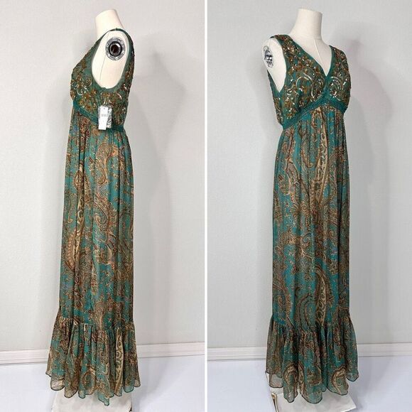 NWT Anthropologie Ranna Gill Beaded Maxi Dress 4 Whimsygoth Wedding Fairy Boho - Picture 4 of 14